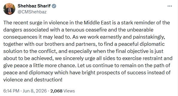 PM calls for restraint amid ME tensions