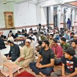 Scholar Mufti Jahangir Abbasi delivers a lecture during the Islamic Summer Camp held in Jamia Masjid, Media Town