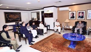 President Asif Ali Zardari in a meeting with a delegation of Balochistan provincial ministers at Bilawal House.