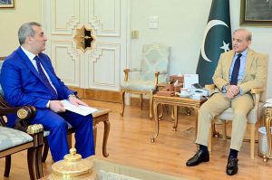 Ambassador of the Republic of Azerbaijan to Pakistan, H.E. Mr. Khazar Farhadov, paid a farewell call on Prime Minister Muhammad Shehbaz Sharif.