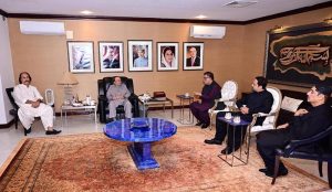 President Asif Ali Zardari in a meeting with a delegation of Balochistan provincial ministers at Bilawal House.