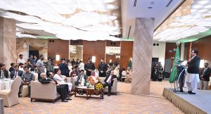 Deputy Chairman Senate, Syedaal Khan Nasir addresses Al Raee Group KSA Business & Investment Opportunities Forum at a local hotel.