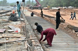 A view of the construction work on the Park Road underpass during development work in the Federal Capital.
