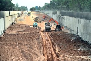 A view of the construction work on the Park Road underpass during development work in the Federal Capital.