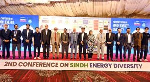 Federal Minister for Board of Investment Qaiser Ahmed Shaikh addressing 2nd Sindh Energy Diversity Conference 2026.