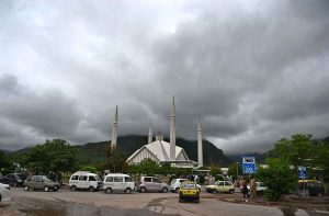 An attractive view of thick clouds hovering over the skies of the Federal Capital.