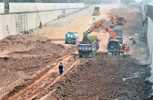 A view of the construction work on the Park Road underpass during development work in the Federal Capital.