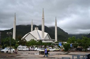 An attractive view of thick clouds hovering over the skies of the Federal Capital.