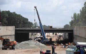 Construction work on the Park Road Underpass near Chak Shahzad, gathers momentum as cranes, excavators and heavy machinery work alongside labourers at the busy site in the Federal Capital.
