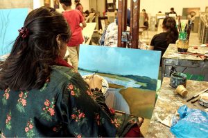 Students participate in drawing, painting and calligraphy activities during the Summer Camp at Alhamra Arts Council.