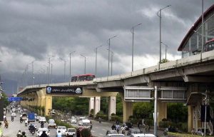An attractive view of thick clouds hovering over the skies of the Federal Capital.