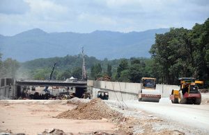 Construction work on the Park Road Underpass near Chak Shahzad, gathers momentum as cranes, excavators and heavy machinery work alongside labourers at the busy site in the Federal Capital.