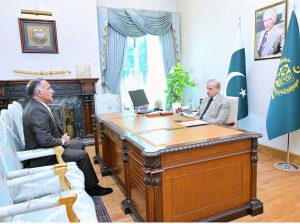 Chairman National Disaster Management Authority Lt. General Inam Haider Malik calls on Prime Minister Muhammad Shehbaz Sharif.