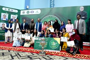 Federal Minister for Parliamentary Affairs, Dr. Tariq Fazal Chaudhry addresses the closing ceremony & prize distribution of the 34th National Men's & 10th National Women's Chess Championship 2026 at Rodham Hall, Pakistan Sports Complex.