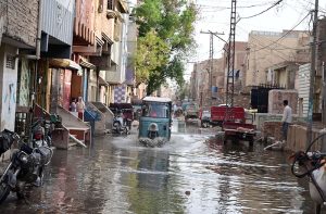 Water flows at a high level through the Phuleli Canal following a rise in water levels.