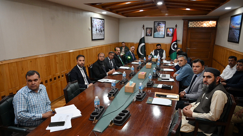 Chief Minister Gilgit-Baltistan Amjad Hussain Advocate chairs a high-level meeting. Chairman NDMA Lieutenant General Inam Haider Malik and officials of relevant departments are also present