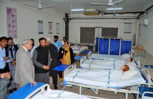Federal Minister for National Health Services, Regulations and Coordination Syed Mustafa Kamal unveils the inauguration plaque of the School of Nursing and Allied Health Sciences at the Multan University of Science and Technology during a ceremony in the city.