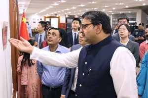 Speaker Punjab Assembly Malik Ahmed and Consul General China in Lahore, Sun Yan inaugurate an exhibition of photographs of APP photographer Aamir Khan during the 75 years of Pakistan-China diplomatic relations at the Punjab Assembly.