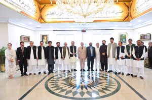 A delegation of newly elected members Gilgit Baltistan Assembly belonging to the PML-N meet Prime Minister Muhammad Shehbaz Sharif.