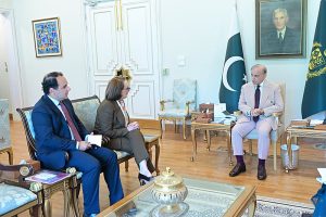 Candidate for the Position of United Nations Secretary-General, Ms. Rebeca Grynspan, calls on Prime Minister Muhammad Shehbaz Sharif.