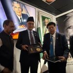 Federal Minister for Planning, Development and Special Initiatives Ahsan Iqbal, at the commemorative event held at the Jinnah Library in Houston to mark the 150th birth anniversary of Quaid-e-Azam Muhammad Ali Jinnah and Dr. Allama Muhammad Iqbal