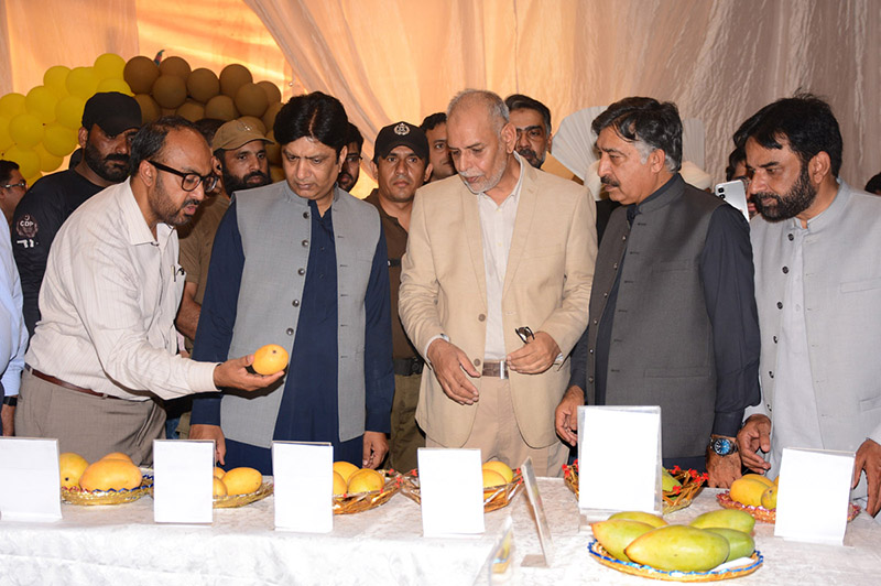 Commissioner Multan Division, Amir Kareem Khan visiting stall during the Mango and Dates Festival 2026 at Muhammad Nawaz Sharif University of Agriculture (MNSUA)