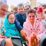 Parliamentary Secretary Barrister Danyal Chaudhry, Senior Provincial Minister Maryam Aurangzeb, and MNA Tahira Aurangzeb at AJK election office inauguration in Rawalpindi