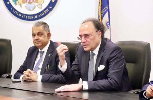 Federal Minister for Finance and Revenue, Senator Muhammad Aurangzeb, holding a meeting with representatives of the U.S. International Development Finance Corporation (DFC) in Washington, D.C. to discuss priority private sector-led investment projects in Pakistan.