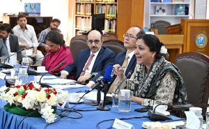 Minister of State for Education and Professional Training, Wajiha Qamar, addressing a Seminar titled: "105 Years of Communist Party of China: Achievements, Experiences, and the China- Pakistan Community of Shared Future" at Institute of Strategic Studies (ISSI).