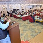 Minister of State for Development and Planning Chaudhry Armaghan Subhani addressing workers at Marakiwal village