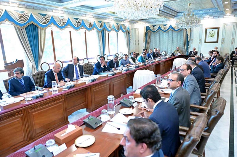 Prime Minister Muhammad Shehbaz Sharif chairs a meeting to review flood situation during the current monsoon season
