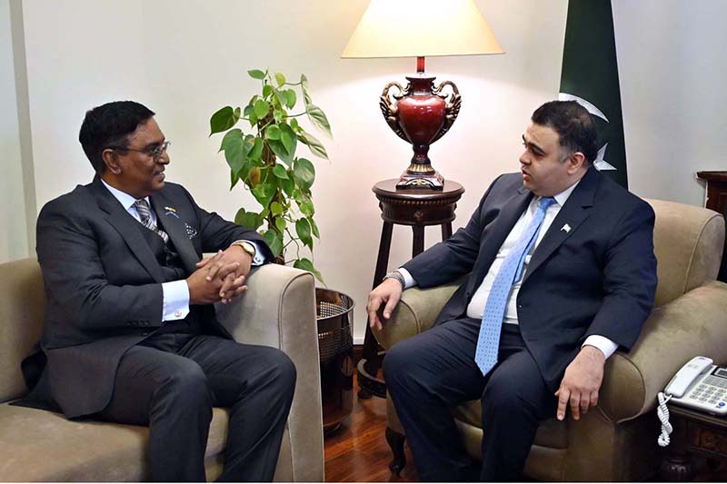 Minister of State/Special Assistant to the Prime Minister on Digital Media Fahd Haroon Meeting with H.E. Munsoo Kurrimbaccus, High Commissioner of Mauritius to Pakistan at his office