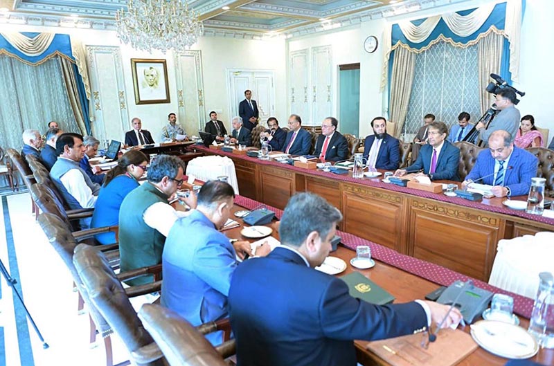 Prime Minister Muhammad Shehbaz Sharif chairs a meeting to review flood situation during the current monsoon season