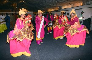 Folk artists perform a traditional dance to the beat of dhol during the Mango and Dates Festival 2026 at Muhammad Nawaz Sharif University of Agriculture (MNSUA), showcasing the rich cultural heritage of South Punjab