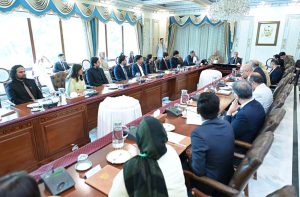 A delegation of students from foreign universities, working as interns under the "Uraan Overseas Pakistan Summer Scholars Programme" called on Prime Minister Muhammad Shehbaz Sharif.