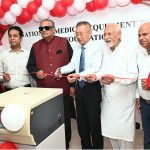 Chinese Consul General Sun Yan inaugurates a state-of-the-art automatic medical machine for children affected by thalassemia at Sundas Foundation, Shadman. Renowned journalist Sohail Warraich and distinguished artist Khalid Abbas Dar are also present on the occasion