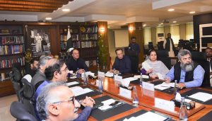 Federal Minister for Finance and Revenue, Senator Muhammad Aurangzeb, chairing the meeting of the Cabinet Committee on Drug Pricing at the Finance Division.