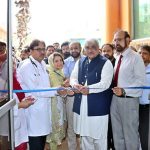 Punjab Health Minister Khawaja Salman Rafique is cutting ribbon to inaugurate Plastic Surgery Ward at Allied Hospital-II (DHQ Hospital)