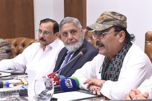 Rana Muhammad Qasim Noon, Federal Minister, Chairman, Kashmir Parliamentary Committee addressing a ceremony at the Chamber of Commerce