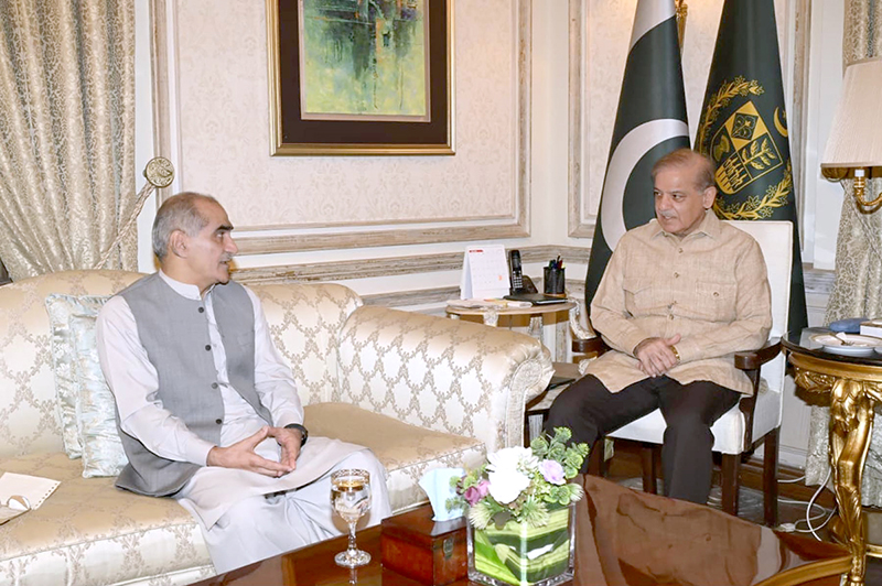 Former Federal Minister and Senior leader of Pakistan Muslim League (N) Khawaja Saad Rafique calls on Prime Minister Muhammad Shehbaz Sharif