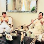 Chairman Senate of Pakistan, Syed Yousaf Raza Gilani offering Fateha on the demise of the mother of Syed Almdar Hussain Shah, President of the New York chamber of small business corporation, USA