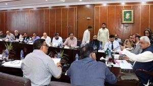 Punjab Health Minister Khawaja Salman Rafique is addressing the 17th syndicate meeting of Faisalabad Medical University (FMU)