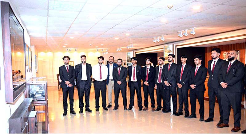 A group of students from Jinnah Law College, Jhelum, Punjab, visits the Senate Museum at Parliament House