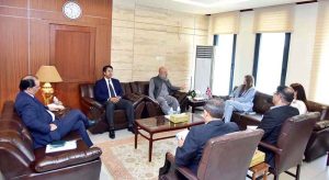 British High Commissioner Jane Marriott calling on Federal Minister for Commerce Jam Kamal Khan at the Ministry of Commerce, Islamabad, to discuss upgrading Pakistan-UK trade relations, strengthening business-to-business cooperation, and advancing a more structured economic and trade partnership. Secretary Commerce Jawad Paul and senior officials from both sides also attended the meeting.