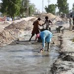 Labourers are busy constructing a road as part of development work on Autobahn Road