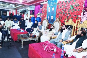 Federal Minister of State Chaudhry Armaghan Subhani, MPA Rana Arif Iqbal, Khalid Waleed (Leader of Central Muslim League, Lahore) jointly addressing to media.
