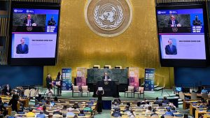 Chairman Prime Minister's Youth Programme, Rana Mashood Ahmed Khan addresses the UN event "One World, One Game, One Goal: Football as a catalyst for Youth Mental Health and well-being