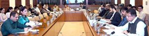 Senator Quratulain Marri, Chairperson of the Senate Standing Committee on Planning, Development and Special Initiatives, presides over a meeting of the committee at Parliament House