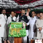 Federal Minister for Kashmir Affairs, Gilgit Baltistan and SAFRON Engr. Amir Muqam along with PML-N AJK leaders addresses the public gathering during election campaign in LA- 06, Azad Jammu & Kashmir