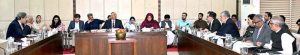 Senator Shahadat Awan, Chairman of the Senate Standing Committee on Railways, presides over a meeting of the committee at Parliament House
